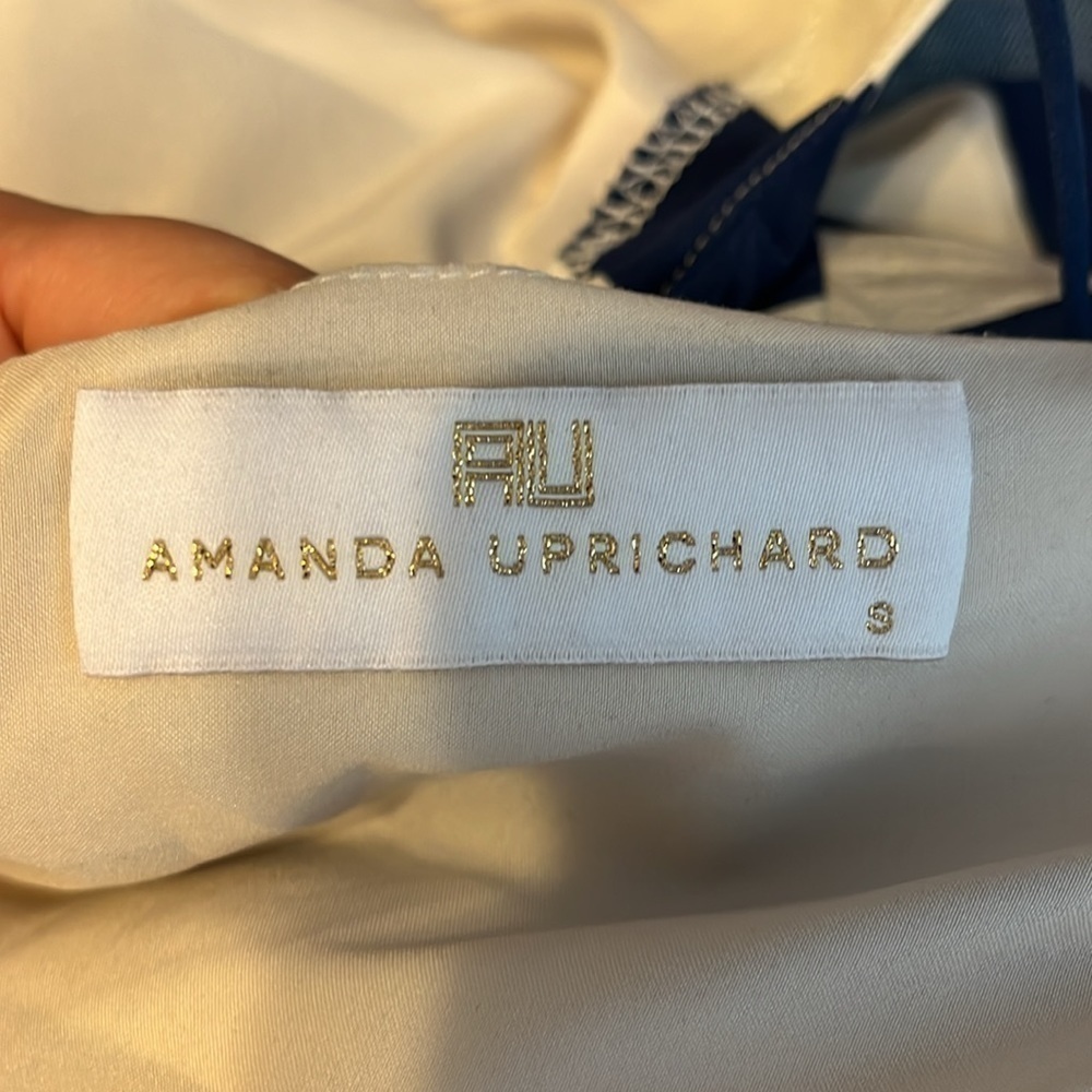 Amanda Uprichard Big Blue Stripe Silk Haley Dress Size Small - Picture 5 of 6